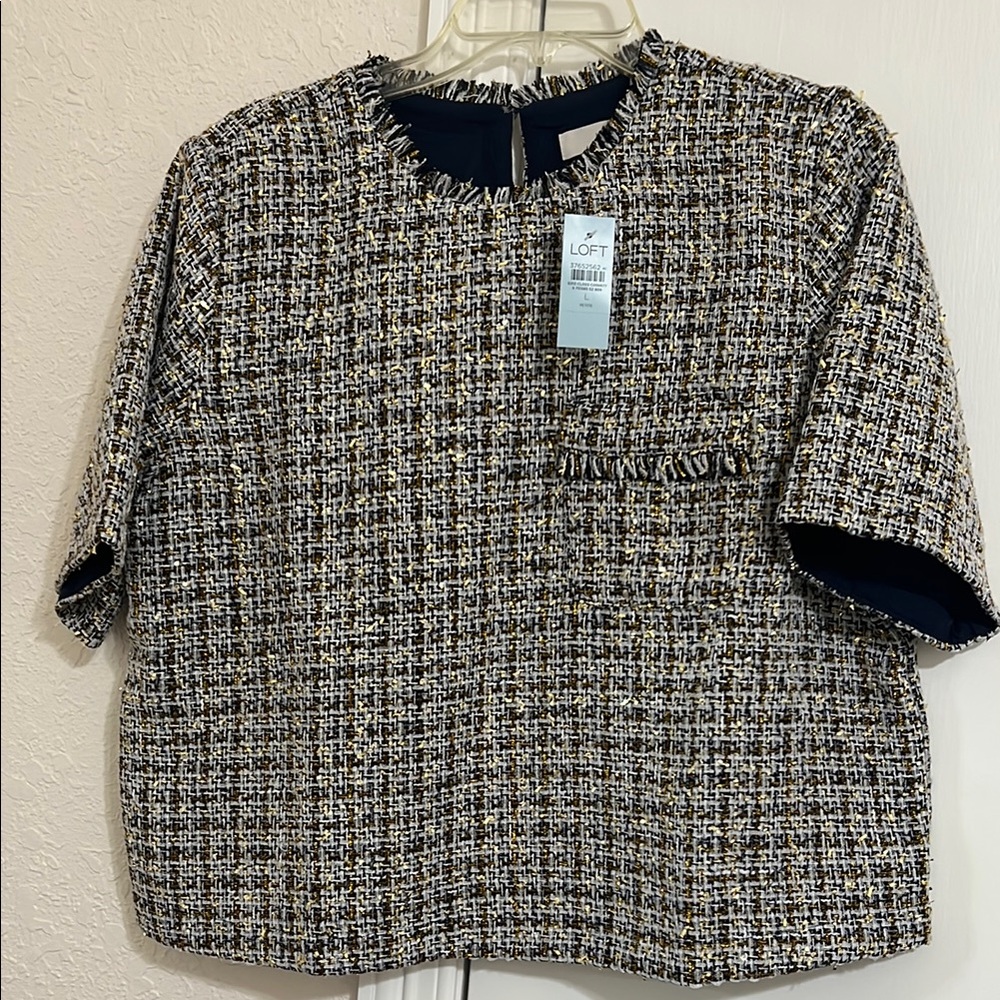 LOFT Tweed Short Sleeve Top